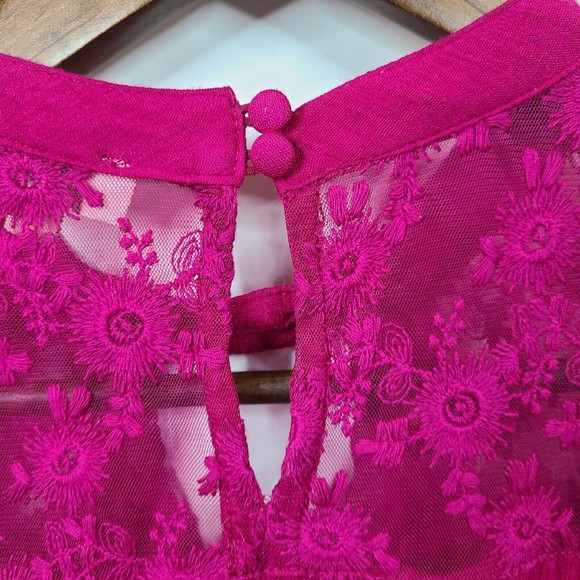Umgee Pink Embroidered Boho Blouse Womens Medium - Picture 7 of 7